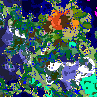 Predicted biome map of Java 1.20 seed 7401256684749742409 around estimated spawn