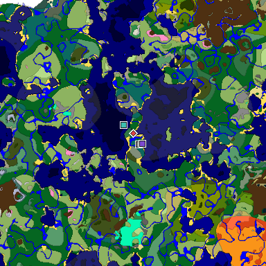 Predicted biome map of Java 1.20 seed -6105227052244269458 around estimated spawn