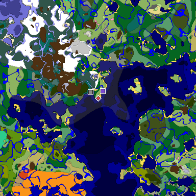 Predicted biome map of Java 1.20 seed -3385973912305097789 around estimated spawn