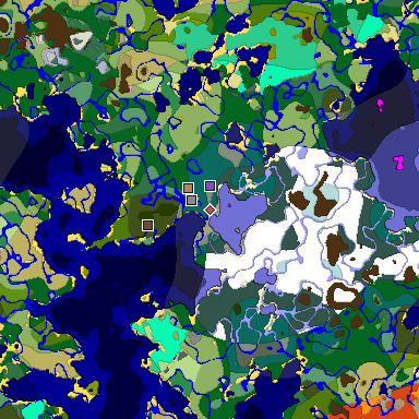 Predicted biome map of Java 1.20 seed -4304308509054019723 around estimated spawn