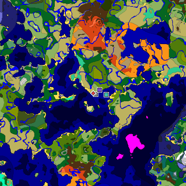 Predicted biome map of Java 1.20 seed 4121096202837550869 around estimated spawn
