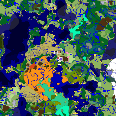 Predicted biome map of Java 1.20 seed 4474042145385890758 around estimated spawn