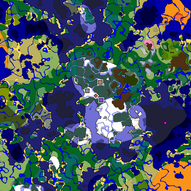 Predicted biome map of Java 1.20 seed -6957337502063221962 around estimated spawn
