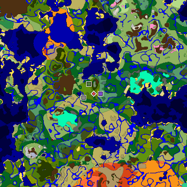 Predicted biome map of Java 1.20 seed -3131676601938071145 around estimated spawn