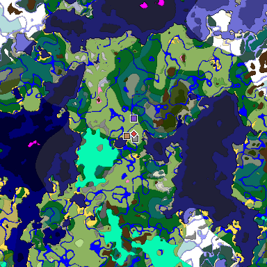Predicted biome map of Java 1.20 seed 1156376447720118329 around estimated spawn