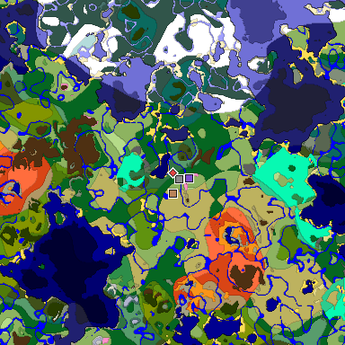 Predicted biome map of Java 1.20 seed -7656098021937159539 around estimated spawn