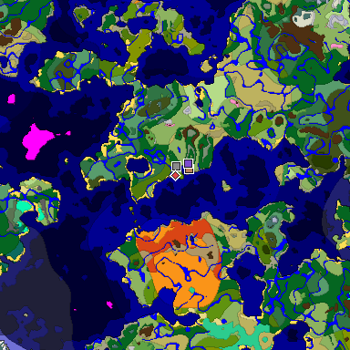 Predicted biome map of Java 1.20 seed 193601997136790530 around estimated spawn