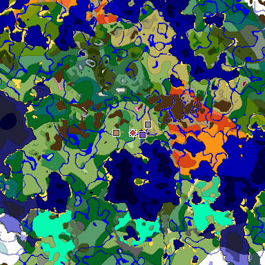 Predicted biome map of Java 1.20 seed -1777250084991087690 around estimated spawn
