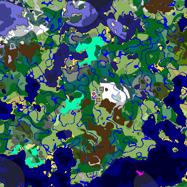 Predicted biome map of Java 1.20 seed 6270850841587354135 around estimated spawn