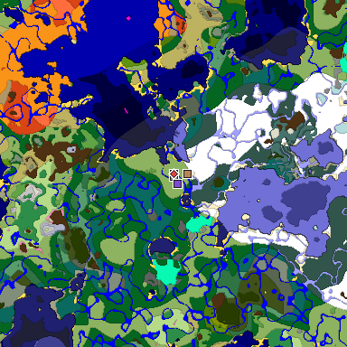 Predicted biome map of Java 1.20 seed 6840057529624798919 around estimated spawn