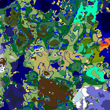 Predicted biome map of Java 1.20 seed -4142617881187001388 around estimated spawn