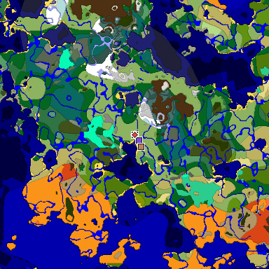 Predicted biome map of Java 1.20 seed 3527147651586534371 around estimated spawn