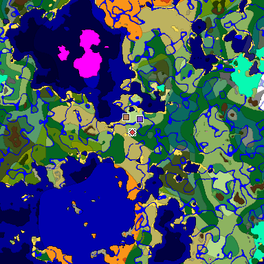Predicted biome map of Java 1.20 seed -6708540089184527326 around estimated spawn