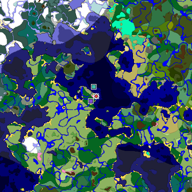 Predicted biome map of Java 1.20 seed -748588017403034218 around estimated spawn