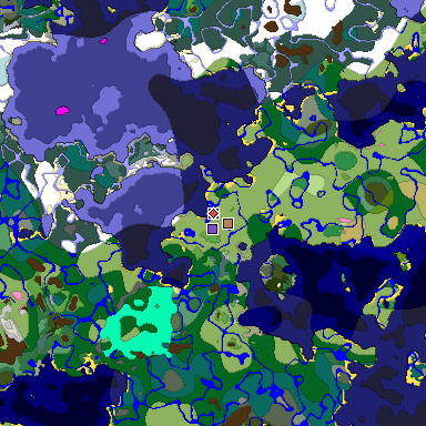 Predicted biome map of Java 1.20 seed 8592675122424505812 around estimated spawn