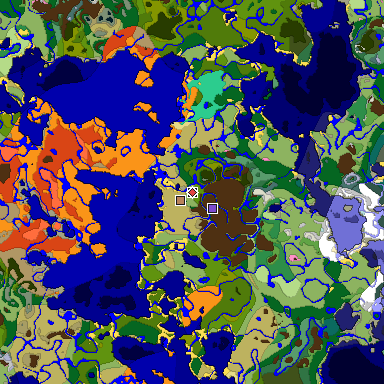 Predicted biome map of Java 1.20 seed -2455492867199461577 around estimated spawn