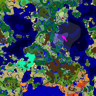Predicted biome map of Java 1.20 seed 6110305704366026184 around estimated spawn