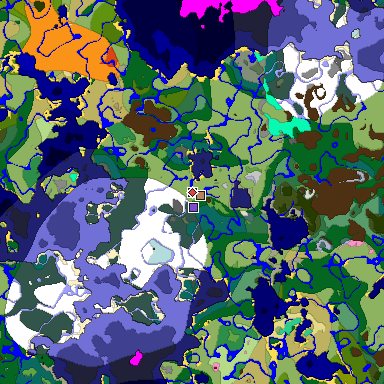 Predicted biome map of Java 1.20 seed 3492450671249148540 around estimated spawn