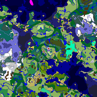 Predicted biome map of Java 1.20 seed 3408289971044061043 around estimated spawn