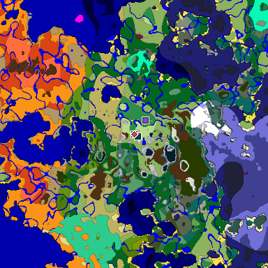 Predicted biome map of Java 1.20 seed 2348072086194462742 around estimated spawn