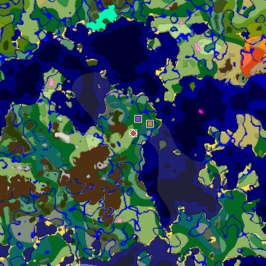 Predicted biome map of Java 1.20 seed -1327697271196151099 around estimated spawn