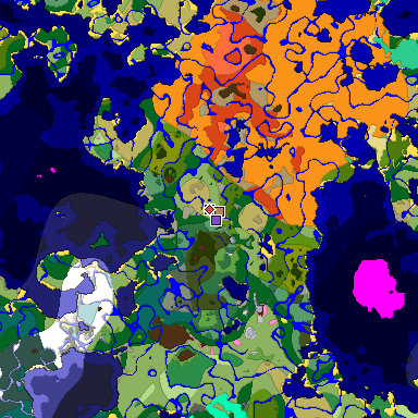 Predicted biome map of Java 1.20 seed 7828484761863978830 around estimated spawn