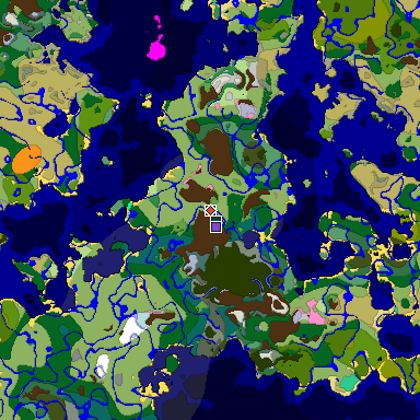 Predicted biome map of Java 1.20 seed 5537782334663254935 around estimated spawn