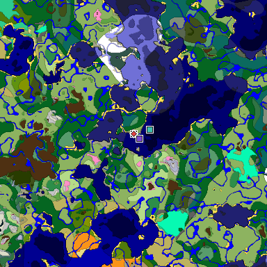 Predicted biome map of Java 1.20 seed -2661982323301892935 around estimated spawn