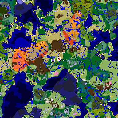 Predicted biome map of Java 1.20 seed 5305683242969613518 around estimated spawn