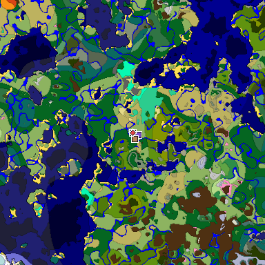 Predicted biome map of Java 1.20 seed -2160617937284580984 around estimated spawn