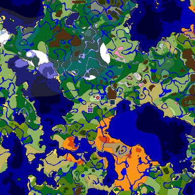 Predicted biome map of Java 1.20 seed -8321786120921453619 around estimated spawn