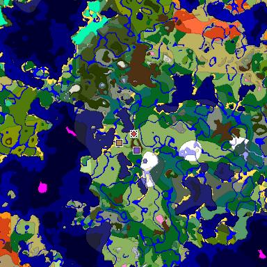 Predicted biome map of Java 1.20 seed 7339425757543002009 around estimated spawn