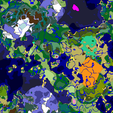 Predicted biome map of Java 1.20 seed -3870922479676963372 around estimated spawn
