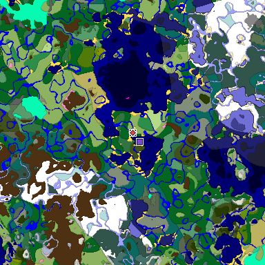 Predicted biome map of Java 1.20 seed 4064530959771257248 around estimated spawn