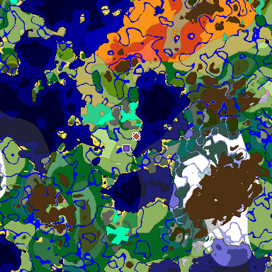Predicted biome map of Java 1.20 seed -3130379697038093154 around estimated spawn