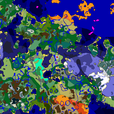 Predicted biome map of Java 1.20 seed -2908320211823224520 around estimated spawn