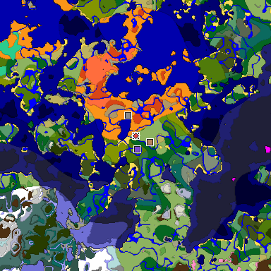 Predicted biome map of Java 1.20 seed -1610385482962014966 around estimated spawn