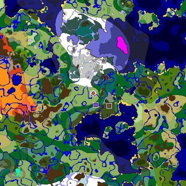 Predicted biome map of Java 1.20 seed -1111244772275161935 around estimated spawn
