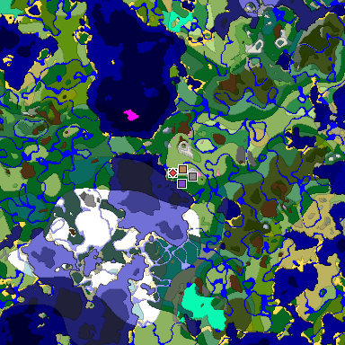 Predicted biome map of Java 1.20 seed -5162359631359486963 around estimated spawn