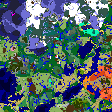 Predicted biome map of Java 1.20 seed 5093575168471309324 around estimated spawn