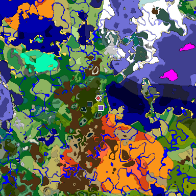 Predicted biome map of Java 1.20 seed -7144167078613256657 around estimated spawn