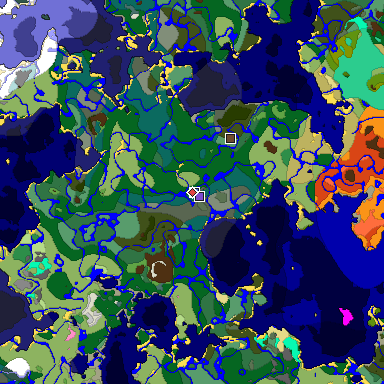 Predicted biome map of Java 1.20 seed -3742008505534590669 around estimated spawn