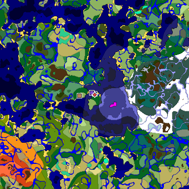 Predicted biome map of Java 1.20 seed 2134090024369415602 around estimated spawn