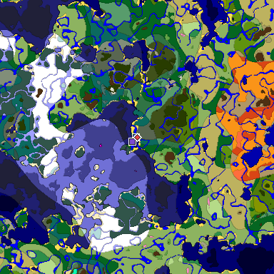 Predicted biome map of Java 1.20 seed 8723774217949895155 around estimated spawn