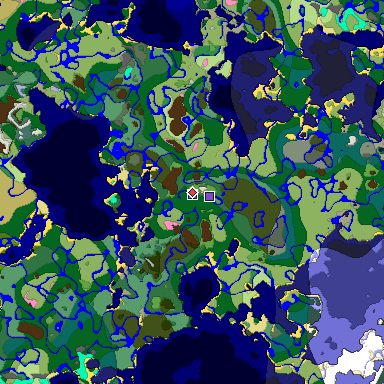 Predicted biome map of Java 1.20 seed -3867092216133438705 around estimated spawn