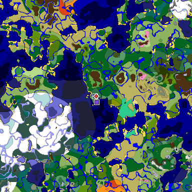 Predicted biome map of Java 1.20 seed 7487684871225855984 around estimated spawn