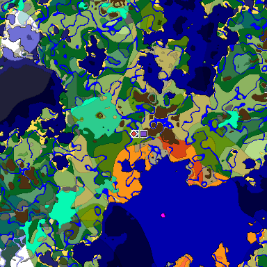 Predicted biome map of Java 1.20 seed 3621269545239414741 around estimated spawn