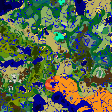 Predicted biome map of Java 1.20 seed -1641318964521171424 around estimated spawn