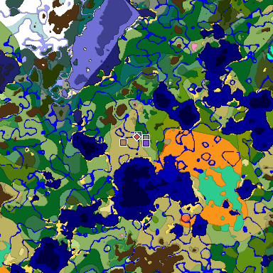 Predicted biome map of Java 1.20 seed 907315404562015771 around estimated spawn