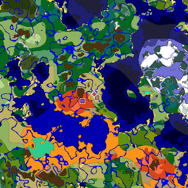 Predicted biome map of Java 1.20 seed 443371017288653908 around estimated spawn